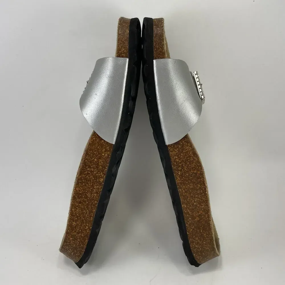 Betula by Birkenstock Rhinestone Silver Slide Sandals Womens Size 38, US 7-7.5
